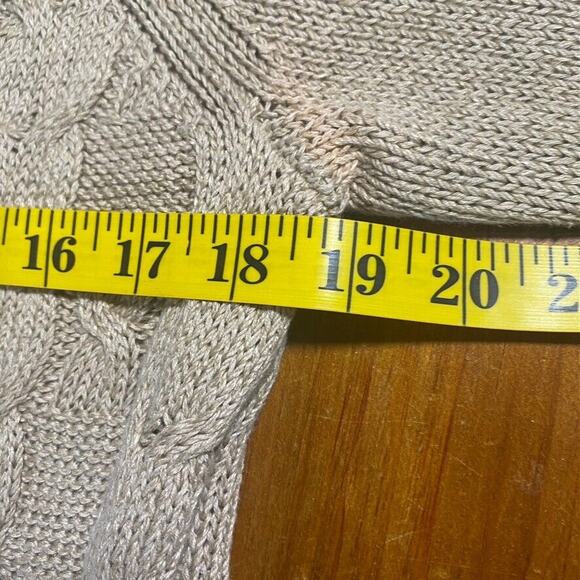 Talbots Womens Cable Knit Fisherman Sweater Linen Cotton Tan‎ 3/4 Sleeve Sz XS - Picture 8 of 10